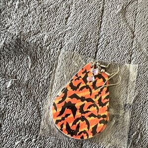 Orange and Black Teardrop Earrings